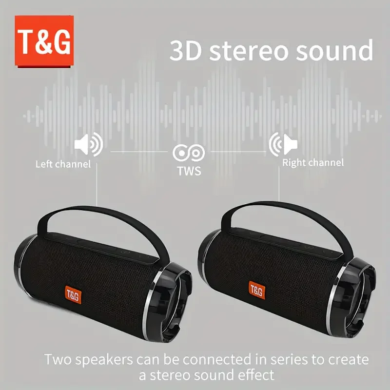 مكبر صوت متوافق لاسلكي محمول خارجي بتقنية البلوتوث TG116C يدعم اتصال USB/TF/FM مع هاتفك/الكمبيوتر اللوحي/التلفزيون