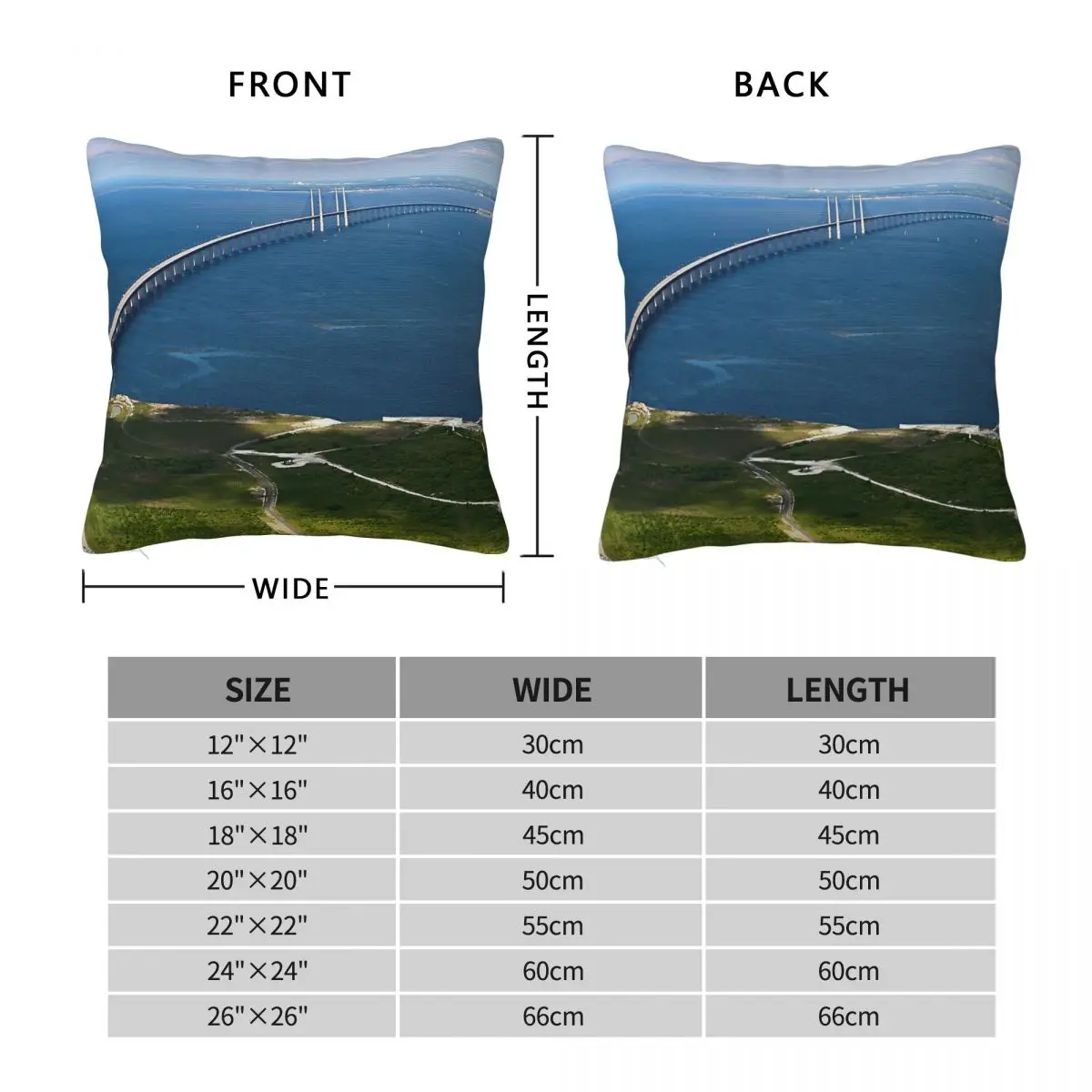Oresund Bridge To Sweden Square Pillowcase Polyester Linen Velvet Pattern Zip Decorative Home Cushion Cover
