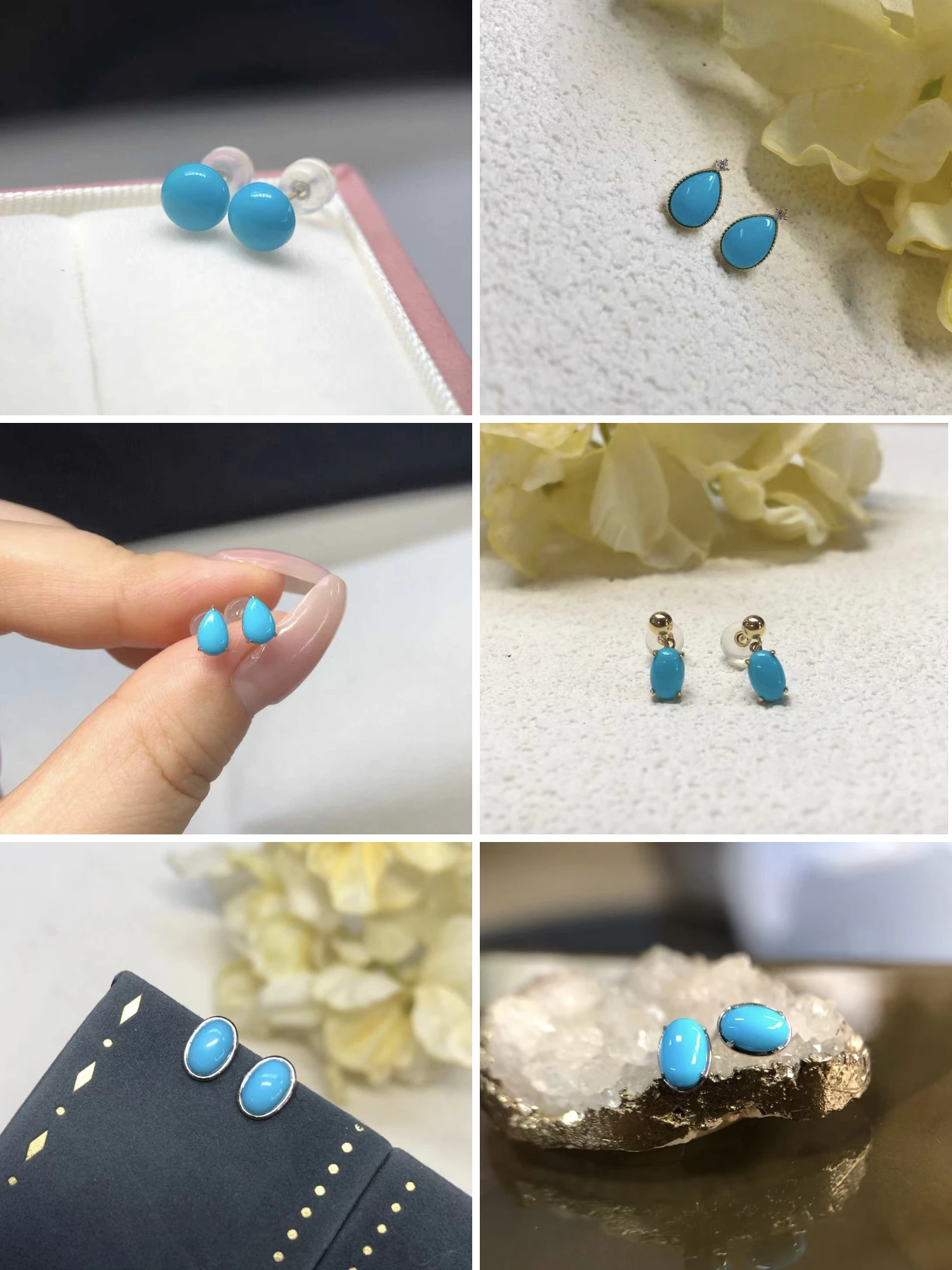 

Certificated Natural Turquoise AU750/PT900 Platinum Jewelry Premium Blue Gemstone 18K Solid Gold High Fashion Earrings/Pendants