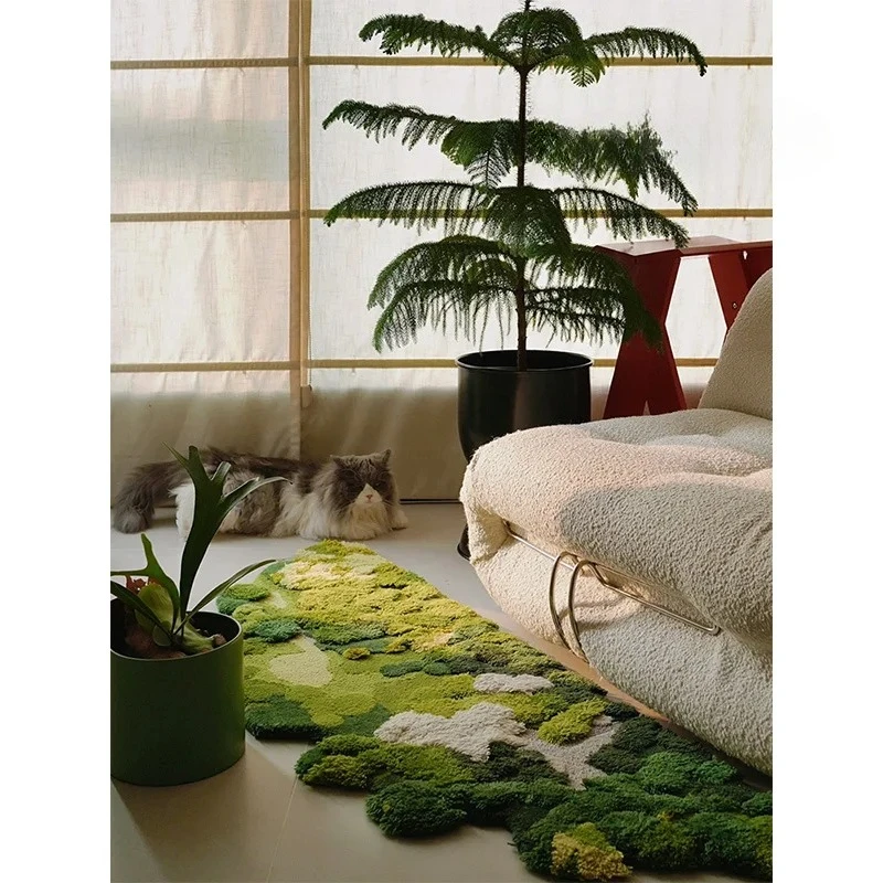 Spring cure wool moss forest handmade green bay window carpet premium living room bedroom bedside blanket