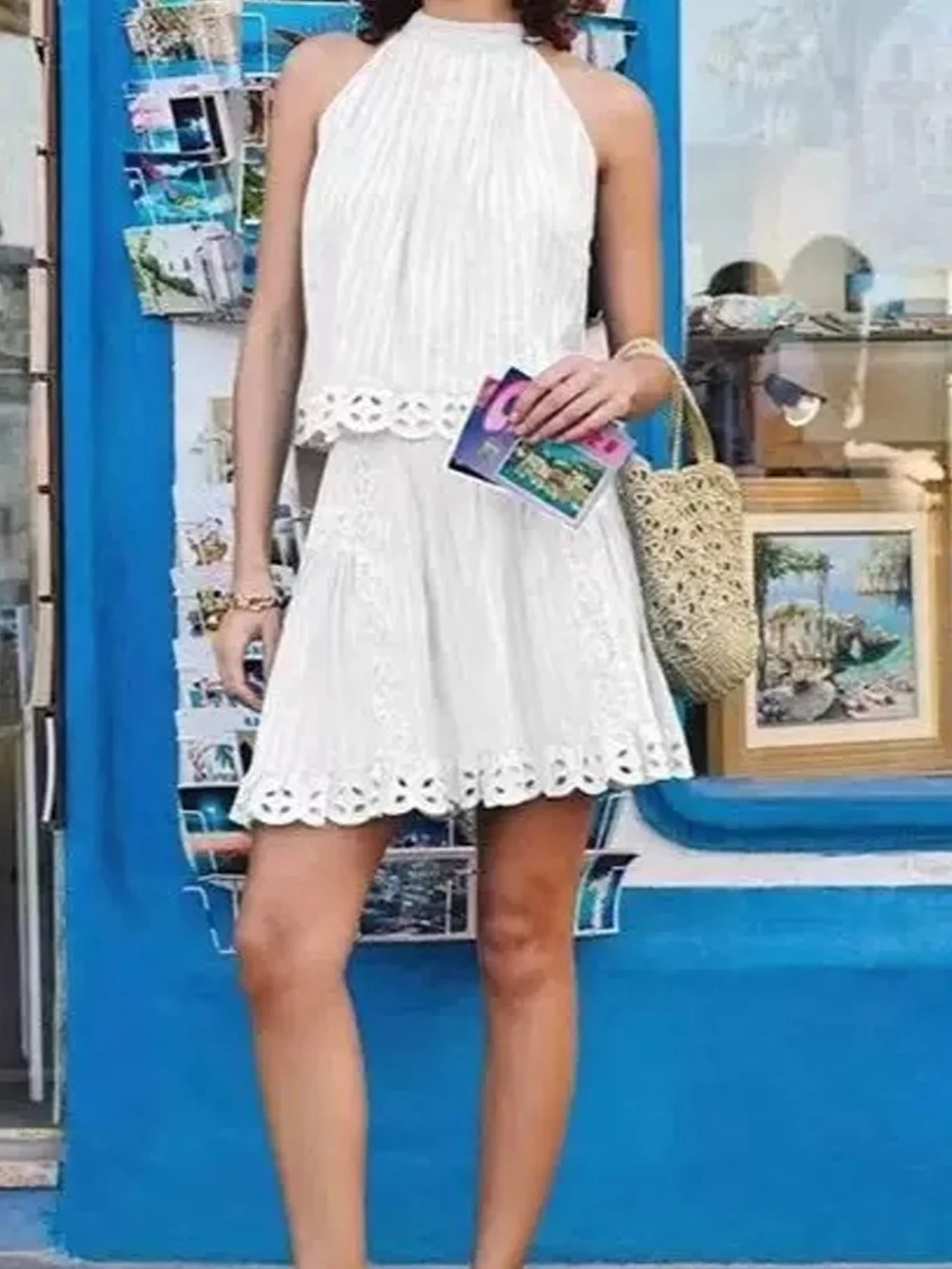 

Elegant Gentle White Sleeveless A-Line Skirt Set Women's Fashion Spring Summer New Arrival Two-Piece Suit Vest Belted