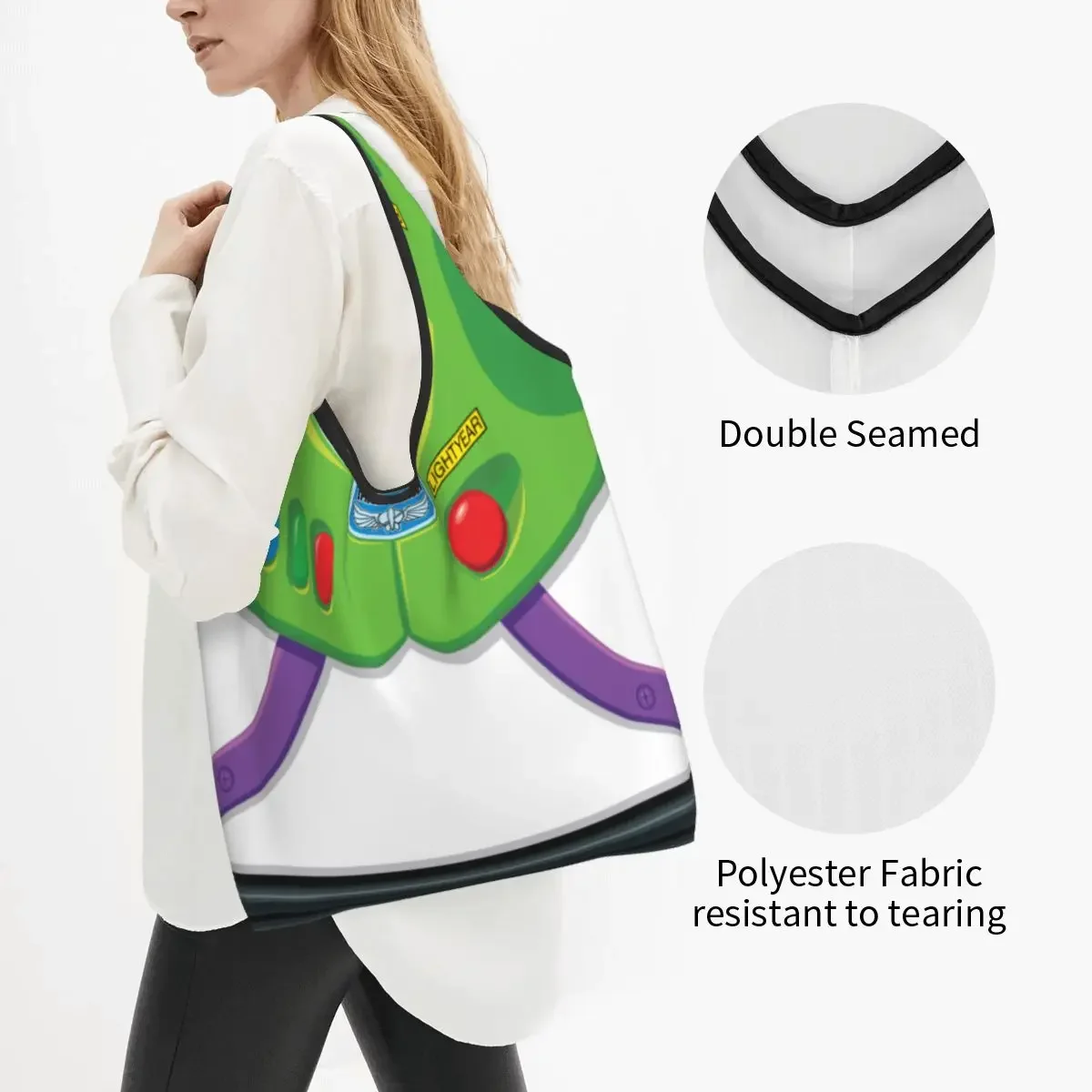 Toy Story Buzz Lightyear's Ranger Suit Grocery Bags Durable Large Reusable Recycle Foldable Heavy Duty Shopping Eco Bag Washable