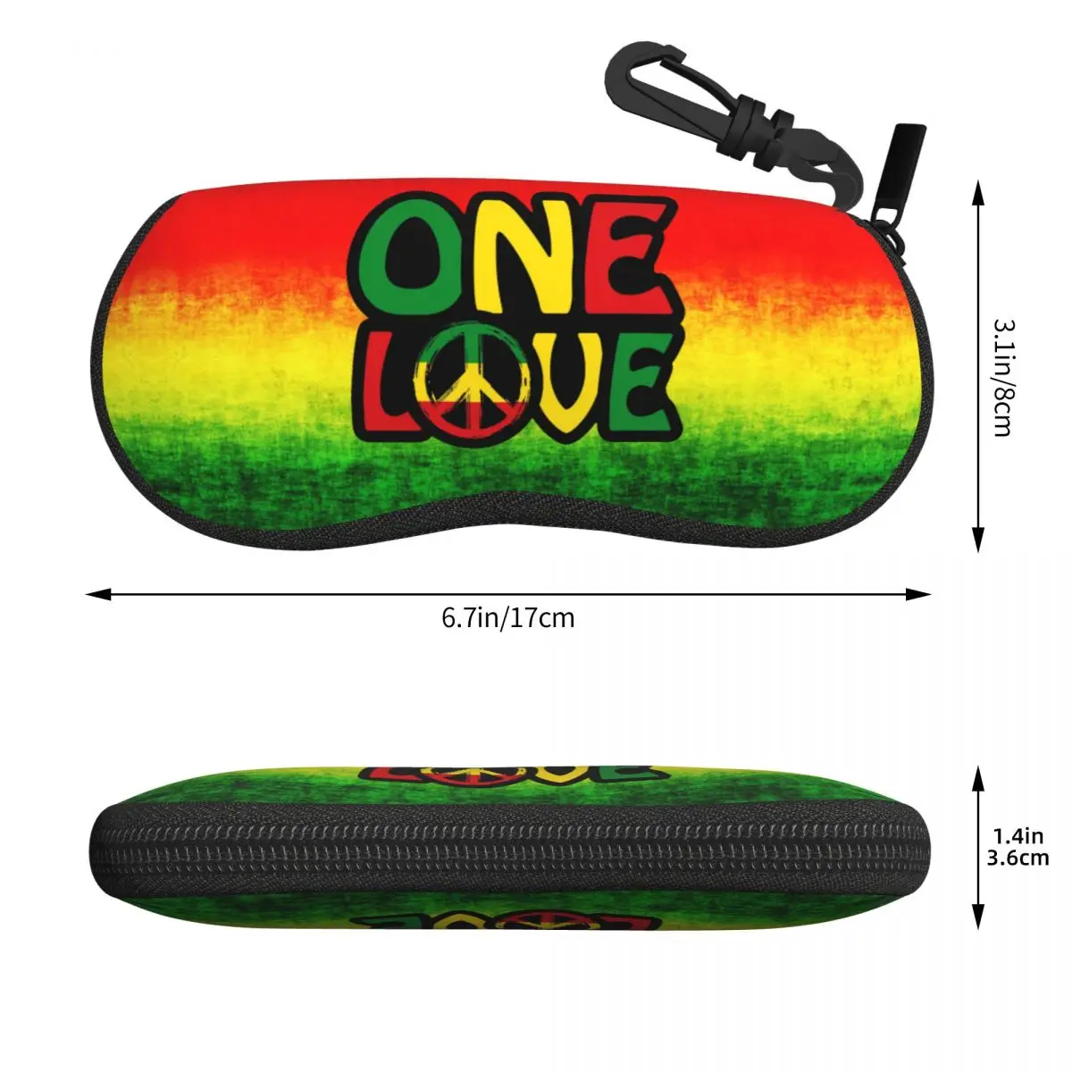 Custom ONE LOVE With Peace Symbol Glasses Case Cool Jamaican Reggae Shell Eyeglasses Case Sunglasses Box