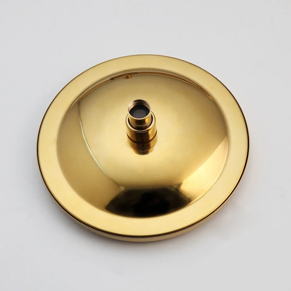 

Gold Color Brass 8 inch Round Rainfall Shower Head ,G1/2" Wall Mounted Shower Arm Extension Pipe For Rain Shower Head Nsh266