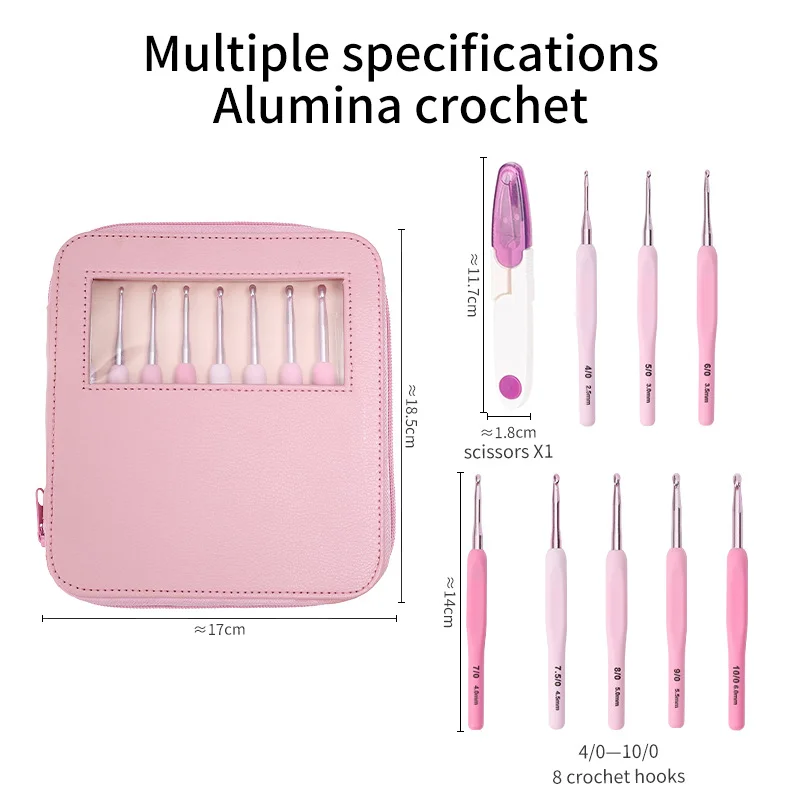 8 Size 2.5-6.0mm Crochet Hook Kit Ergonomic Soft Handle Aluminum Needle Set With Storage Bag Scissors For Weave Crochet Knitting