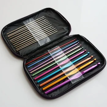 22pcs/Set DIY Craft Yarn Sewing Needle with Case Ergonomic Aluminum Crochet Hooks…