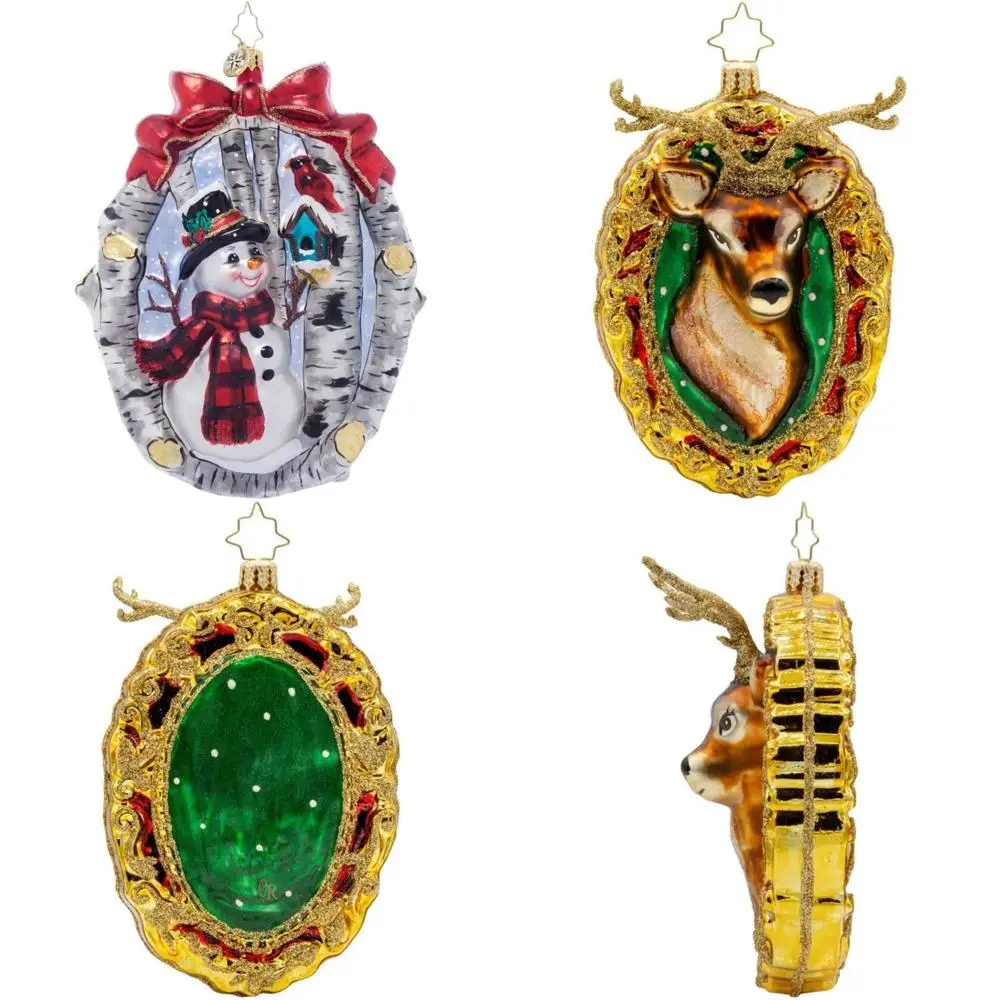 

Европейский стеклянный орнамент ручной работы - Рождественская елка, снежный пернатый друг, декоративный акцент