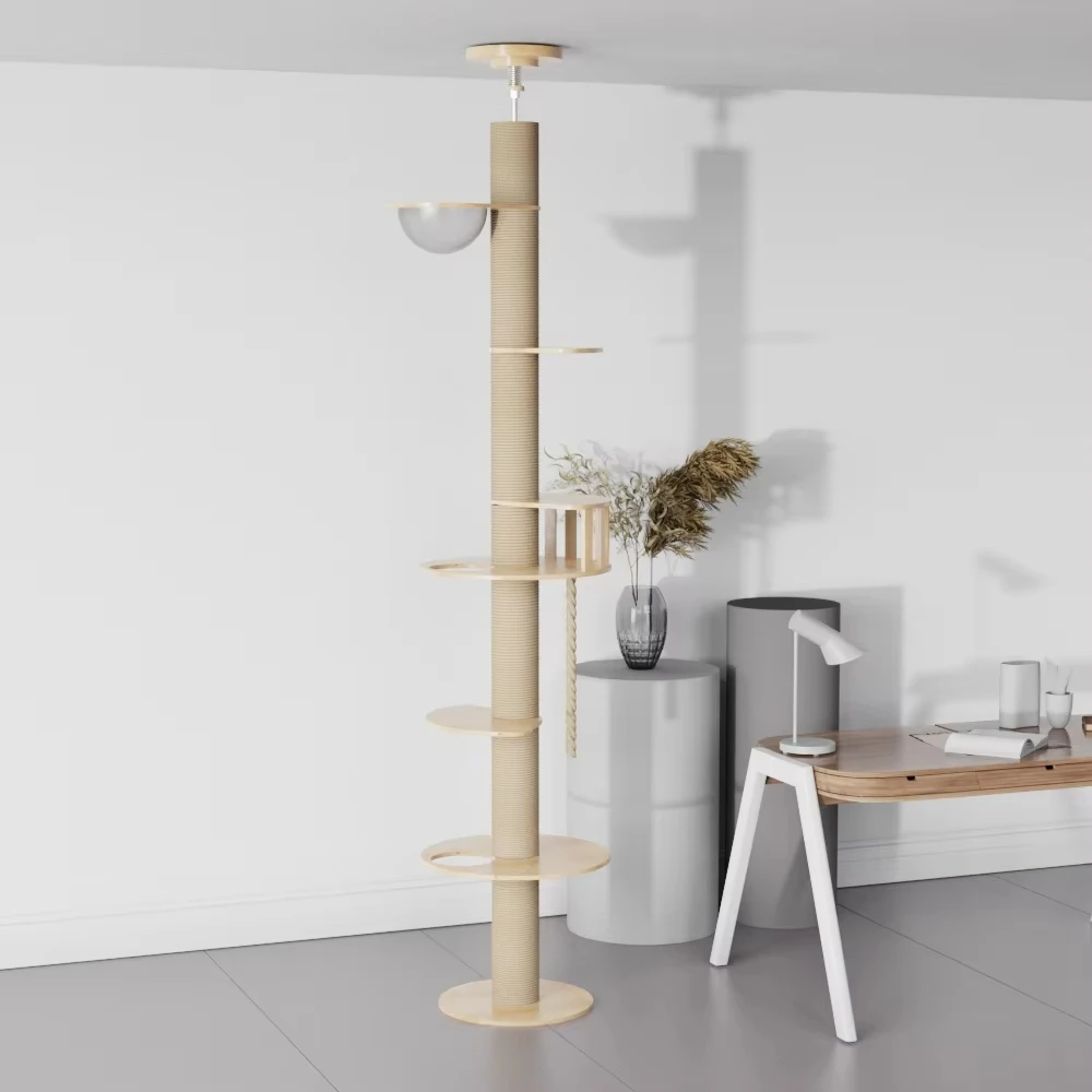 

*e dSatin Eco-Friendly Cat Tree Tower Adjustable Height 4 Levels & Above Floor to Ceiling Cat Climbing Frame Carton Packaging&