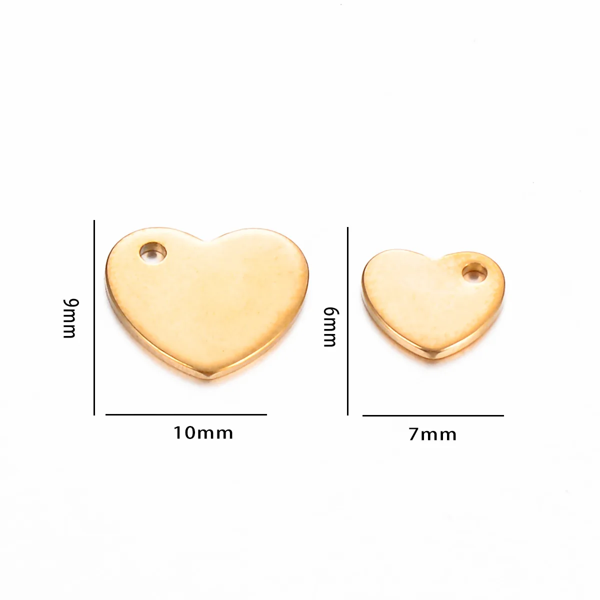 100PCS Großhandel Edelstahl Logo Kleine Herz Charme Schmuck DIY Erkenntnisse Für Anhänger Halskette 6x7mmTag für Logos Machen – Detail 1