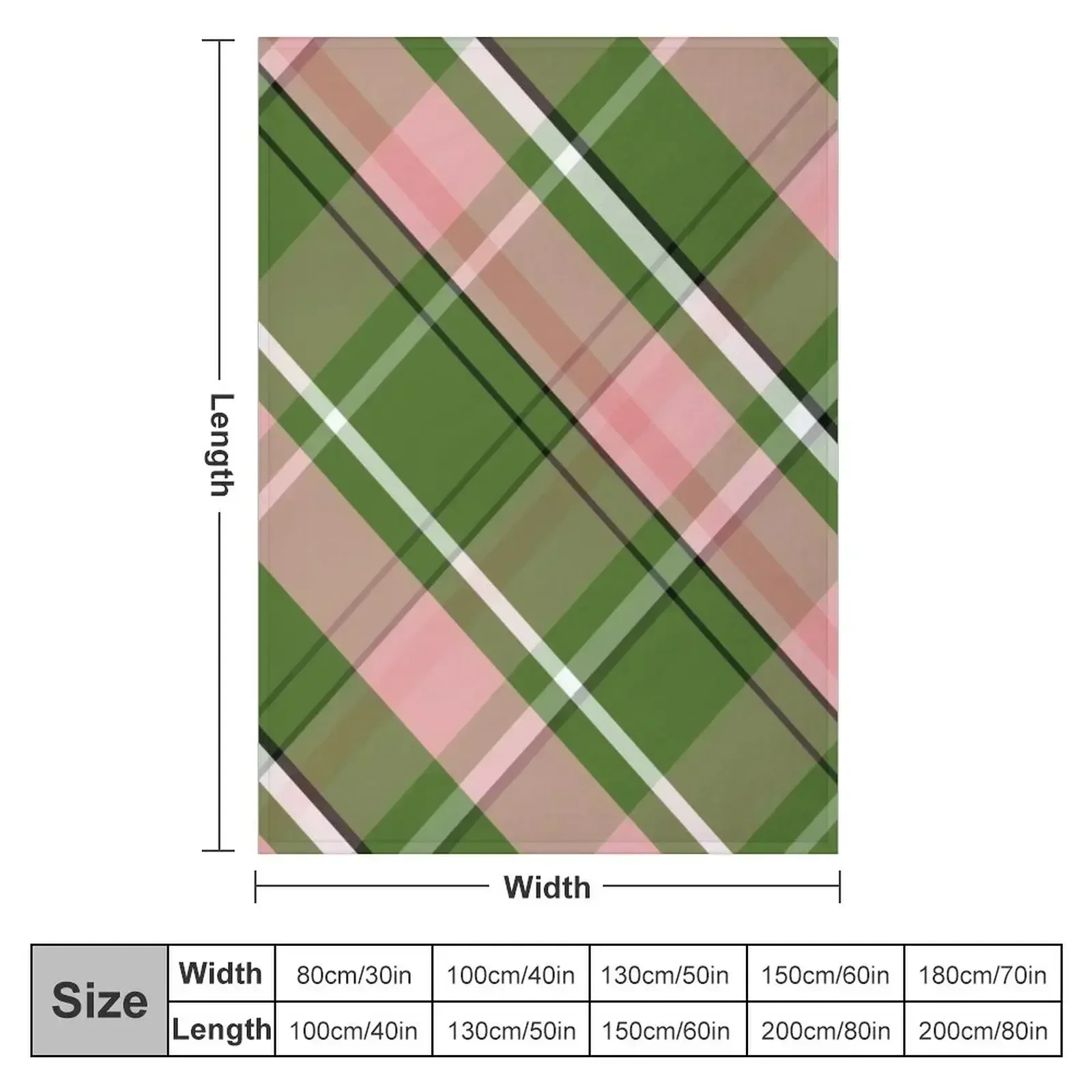 Pink and Green Preppy Plaid Throw Blanket Luxury St Baby Summer Beddings funny gift Personalized Gift warm for winter Blankets