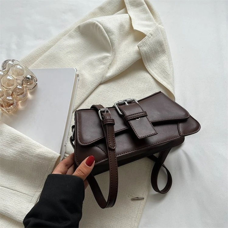 

Solid color Women Chain Shoulder Side Bag Small PU Leather Handbag And Wallet Vintage Luxury Brand Lady Flap Crossbody Sling Bag