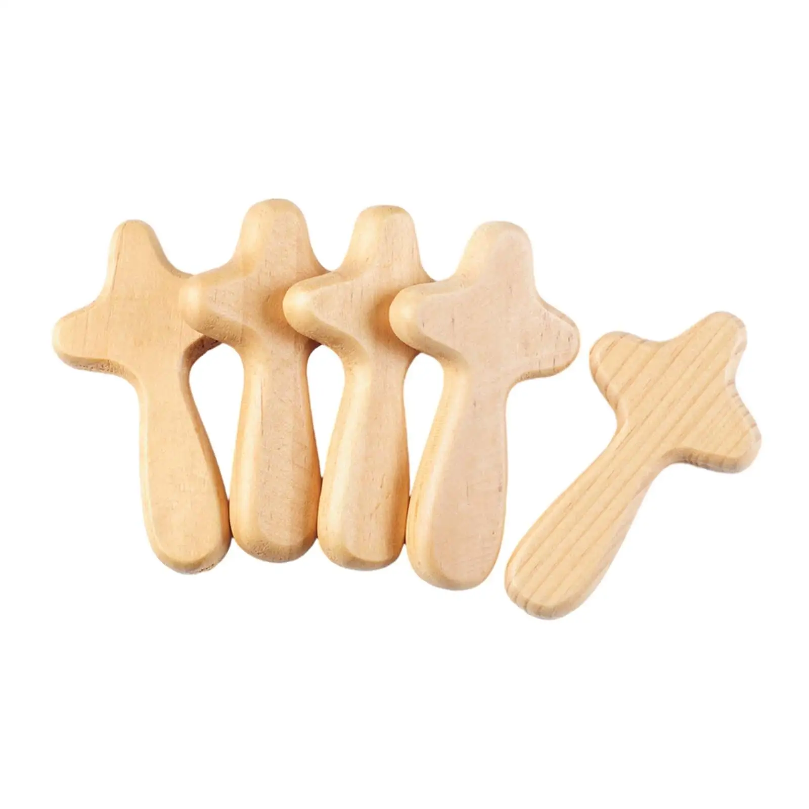 5 Pieces Prayer Cross Wooden Holding Cross Holy Land Family Religious Person Clinging Palm Friend Decoration Pocket Crosses