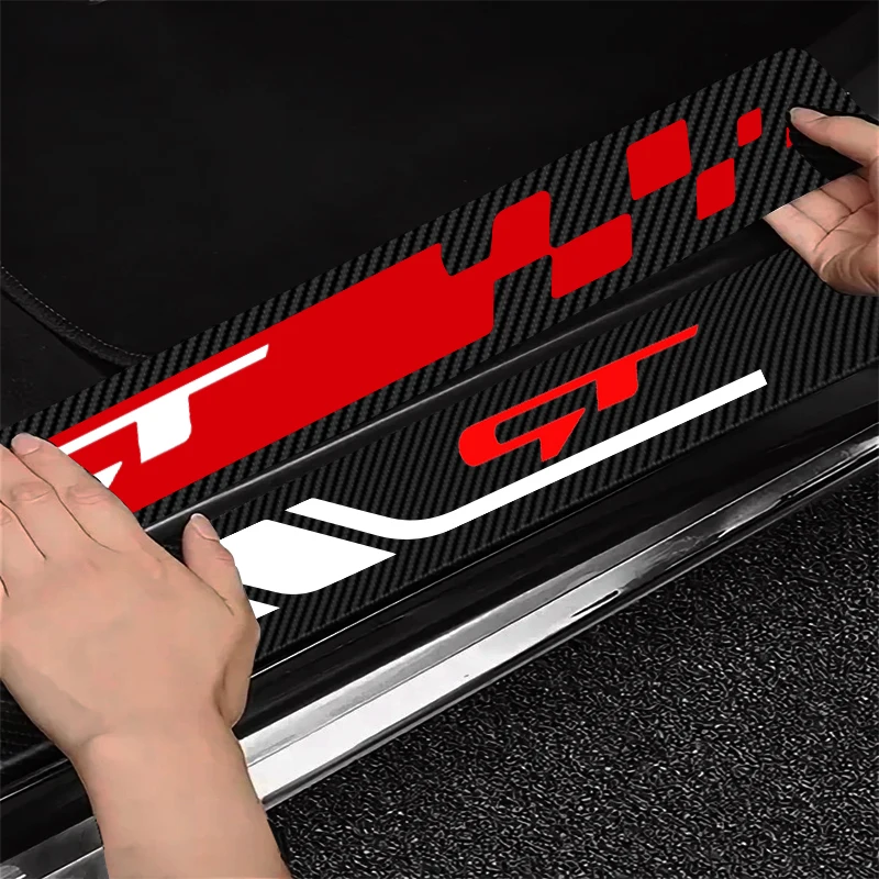 4pcs Car Door Sill Protector Carbon Fiber Sticker Anti Scratch For KIA Gt Ceed Sw Ev6 Niro Picanto Proceed Soul Sorento Accessor