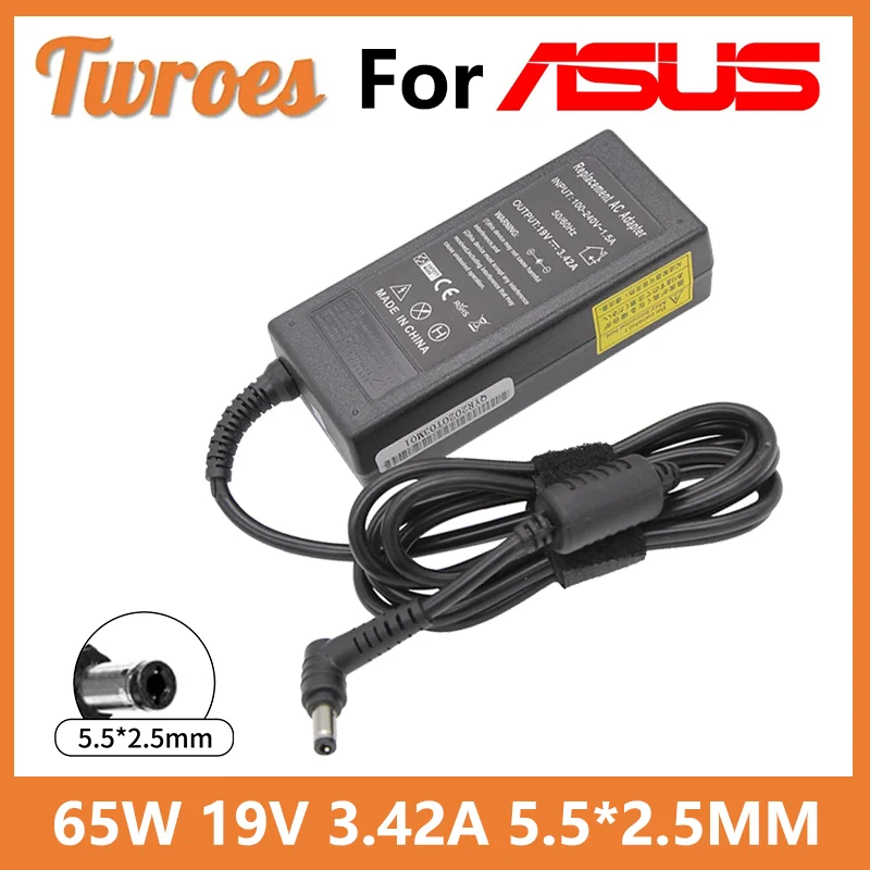 AC Laptop Charger Adapter 19V 3.42A 65W 5.5*2.5mm For ASUS X550C A450C Y481C V85 A52F X450 X450L X550V X501LA X551C X555 Power