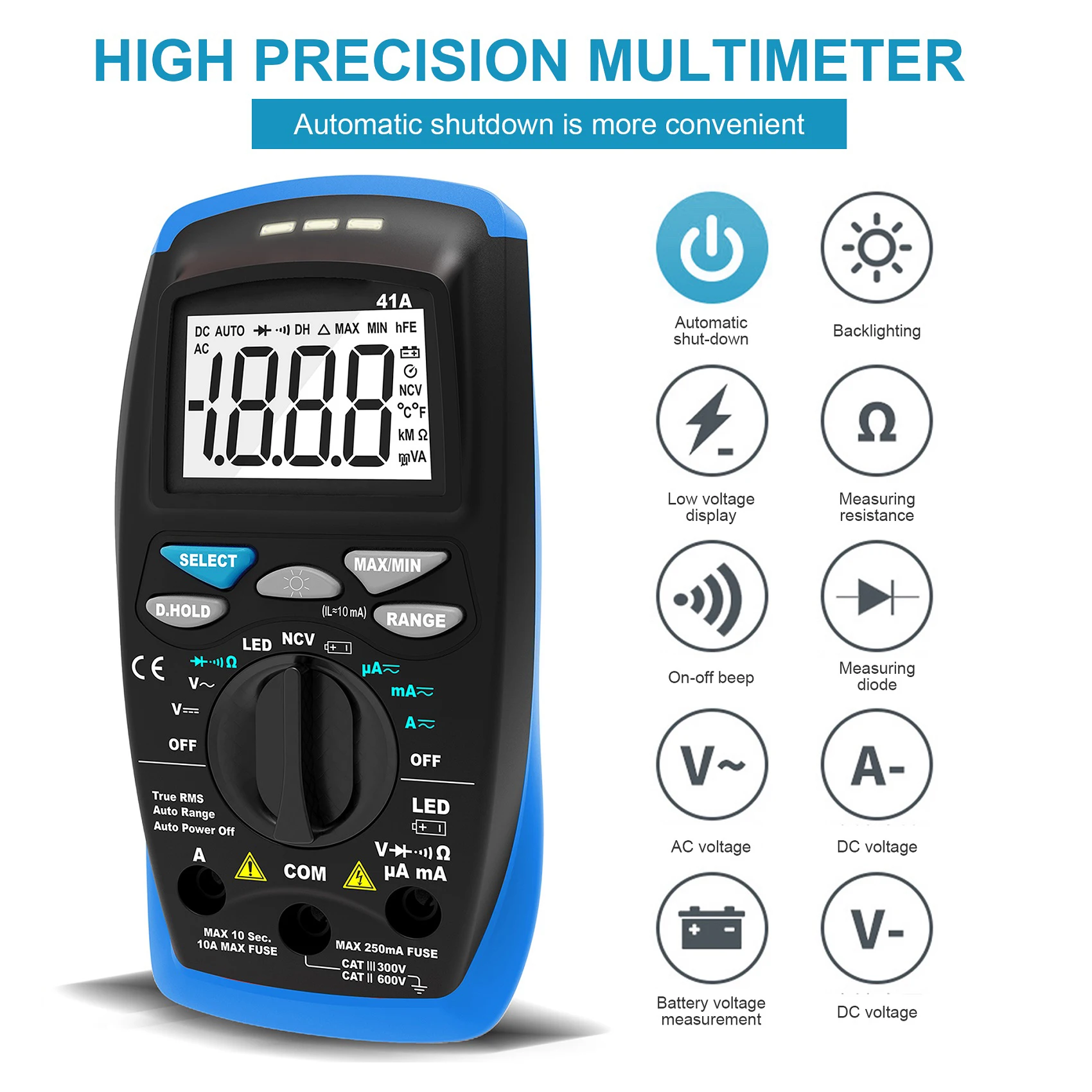 Classic Digital Multimeter, HP-41A For Measuring DC Voltage & Current, Portable Mini Style, Liquid Crystal Display, 2000 Count