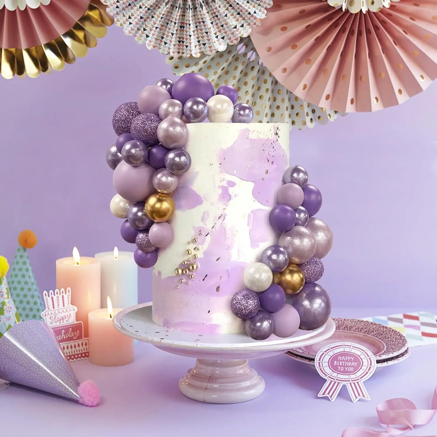 56 Stück Kugel-Kuchen-Picks, bunter kugelförmiger Kuchenaufsatz, Perlenkugeln, Cupcake-Kucheneinsatz-Aufsatz für Hochzeit, Geburtstag, Party – Detail 35