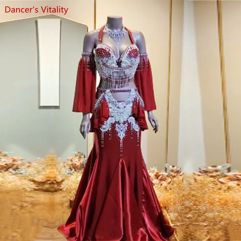 

Belly Dance Performance Clothes for Women Female Adult Suit High Waist Fishtail Skirt Match Clothes Cusomzied Oriental Outfit