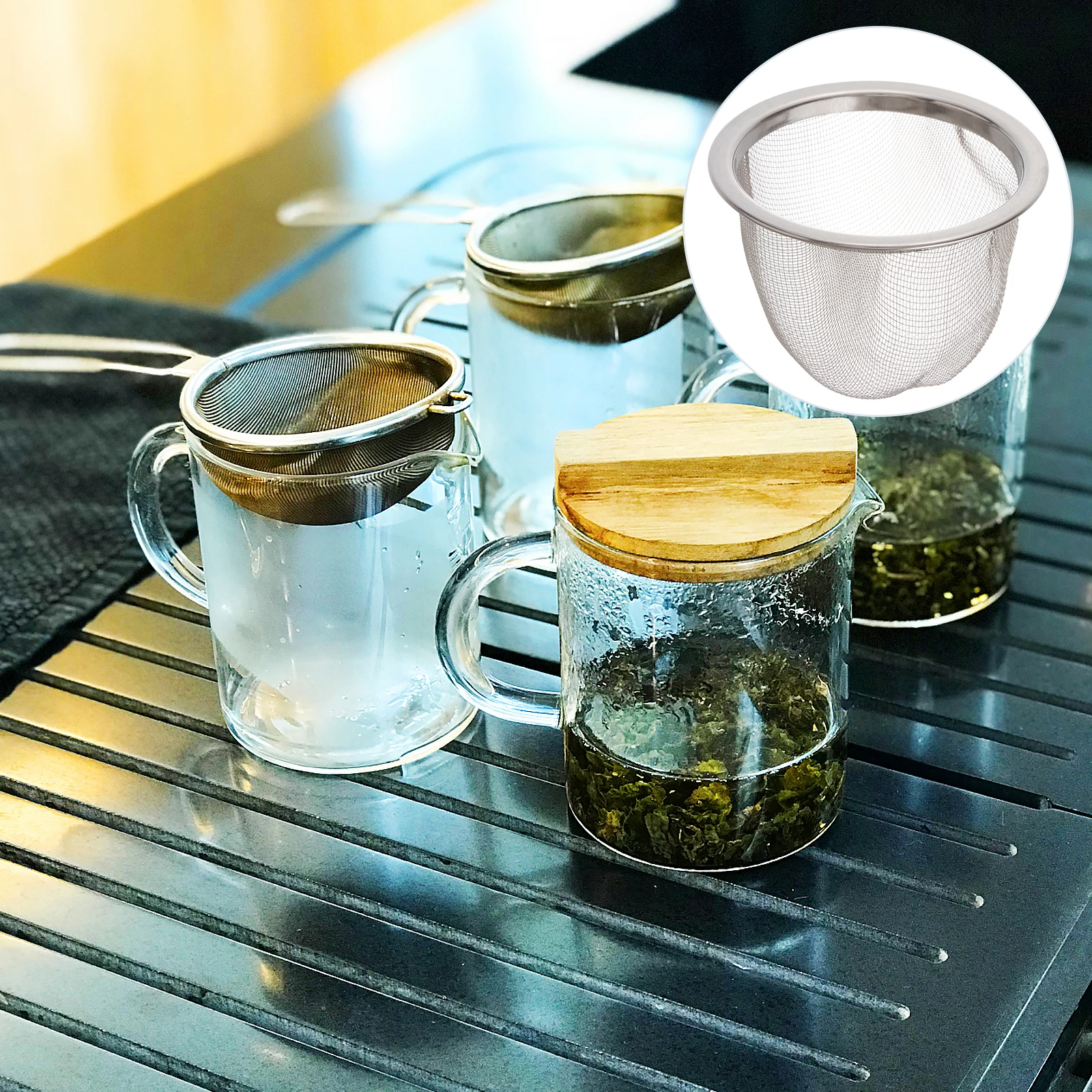 

8pcs Stainless Steel Filter Diffusers Sturdy Strainer Cup Accessory Tea Leaker Loose Leaf Herbs Spices Modern Design