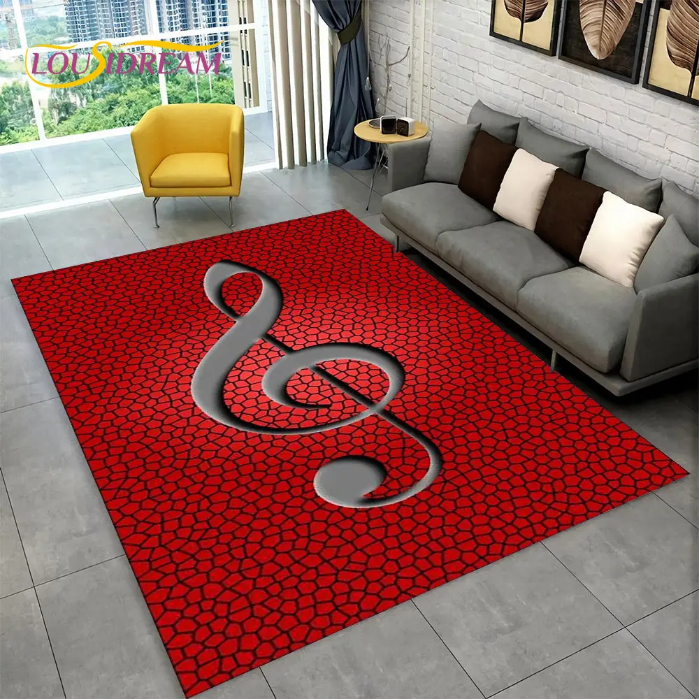 

3D Music Musical Note Piano Art Area Rug Large,Carpet Rug for Living Room Bedroom Sofa Doormat Decor,Child Non-slip Floor Mat