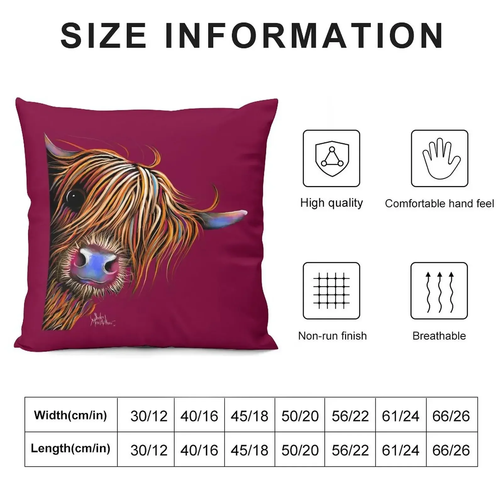 HiGHLaND CoW PRiNT SCoTTiSH ' SuGaR LuMP oN MaGeNTa ‘ BY SHiRLeY MacARTHuR Throw Pillow Covers For Sofas pillow