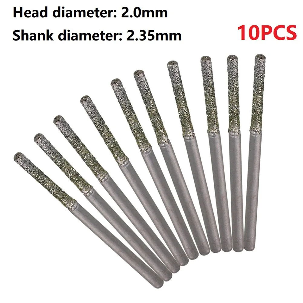 Boor Bitsdrill Bits Lapidair Zilver Staal 10 Stuks 2.35Mm Schacht 2Mm Gecoate Massieve Bits Diamant Edelstenen Boornaald Nieuw