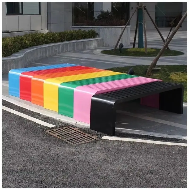 1m-1.8m Cold Rolled Steel Metal Bench Park Outdoor Chair Garden Long Bench Mall Bench