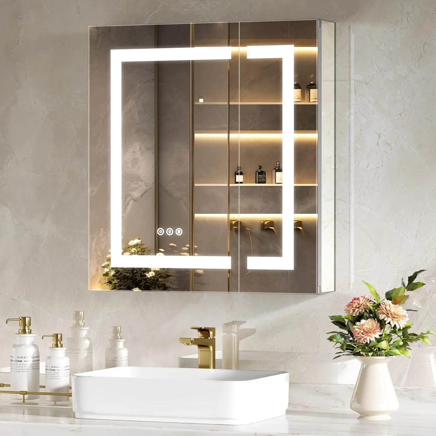 LED Lighted Medicine Cabinet with Mirror 24