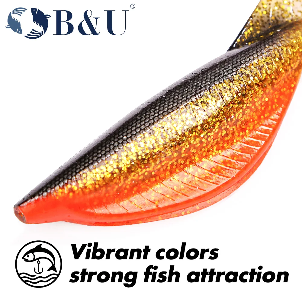 B&U Soft Swimbait Esca da pesca Coda ondulata lunga Big Pike Bait Grub Seducente Swimming Action Rig Jig