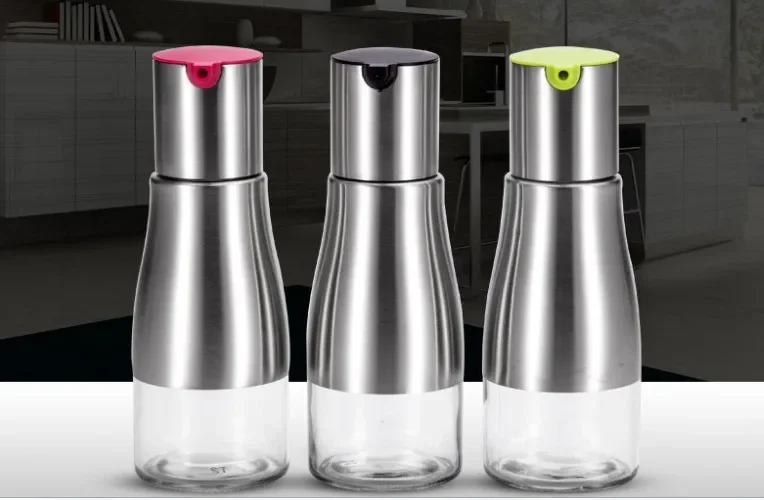 

Condiment Bottle Glass Oil Pot Kitchen Oil Bottle Stainless Steel Glass Soy Sauce Vinegar Cruet Storage Dispenser Gravy Boats