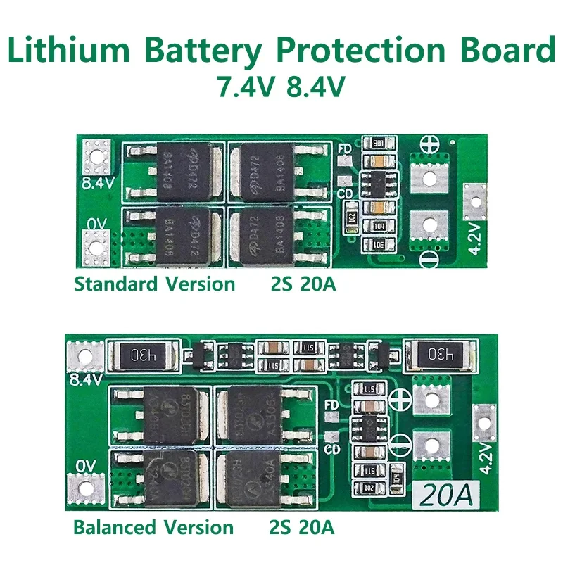 2S 20A 7.4V 8.4V 18650 Lithium Battery Protection Board/BMS Board Standard/Balance For DIY