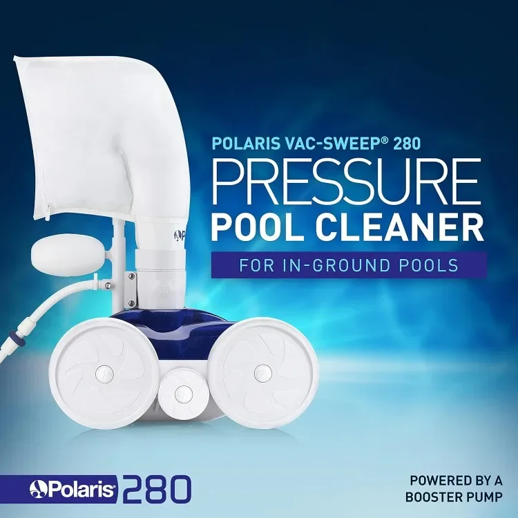 

Good Vac-Sweep 280 Pressure-Side In-ground Pool Cleaner, Double Venturi Jet Powered, 31ft of Hose with an All Purpose Debris Bag