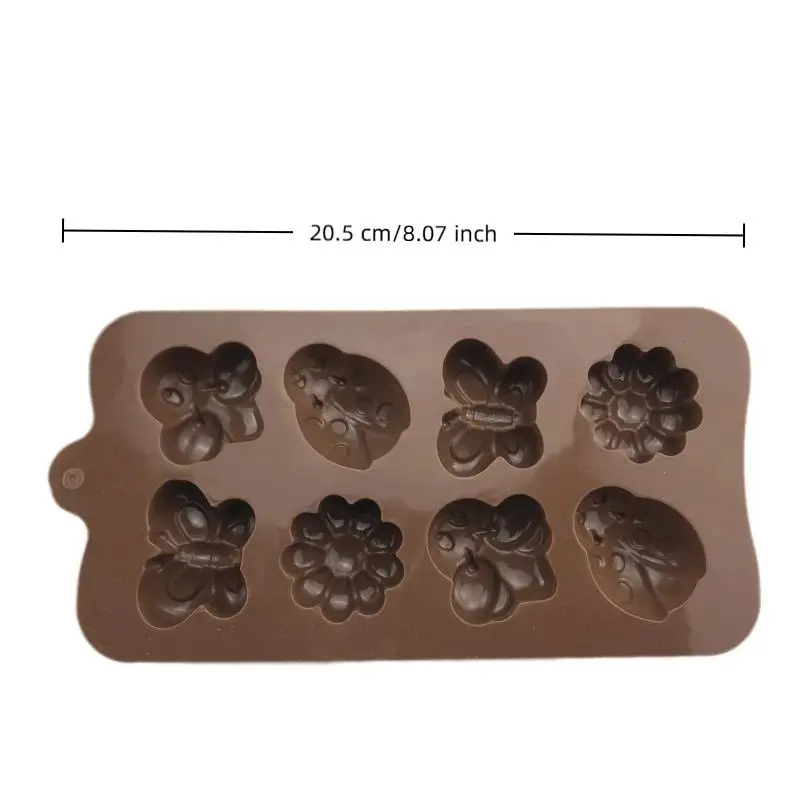 Silicone Chocolate Mold Cute Insect Flower Shapes Non-Stick Food Grade for Home Baking Candy Jelly DIY Making