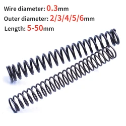 10pcs Cylidrical Coil Compression Spring Rotor Return Compressed Spring Release Pressure Spring Steel Wire Diameter 0.3mm