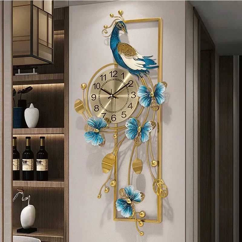 Creative Peacock Wall Clocks Luxury Aesthetic Large Modern Wall Watch Design Chinese Fashion Reloj De Pared Home Decoration