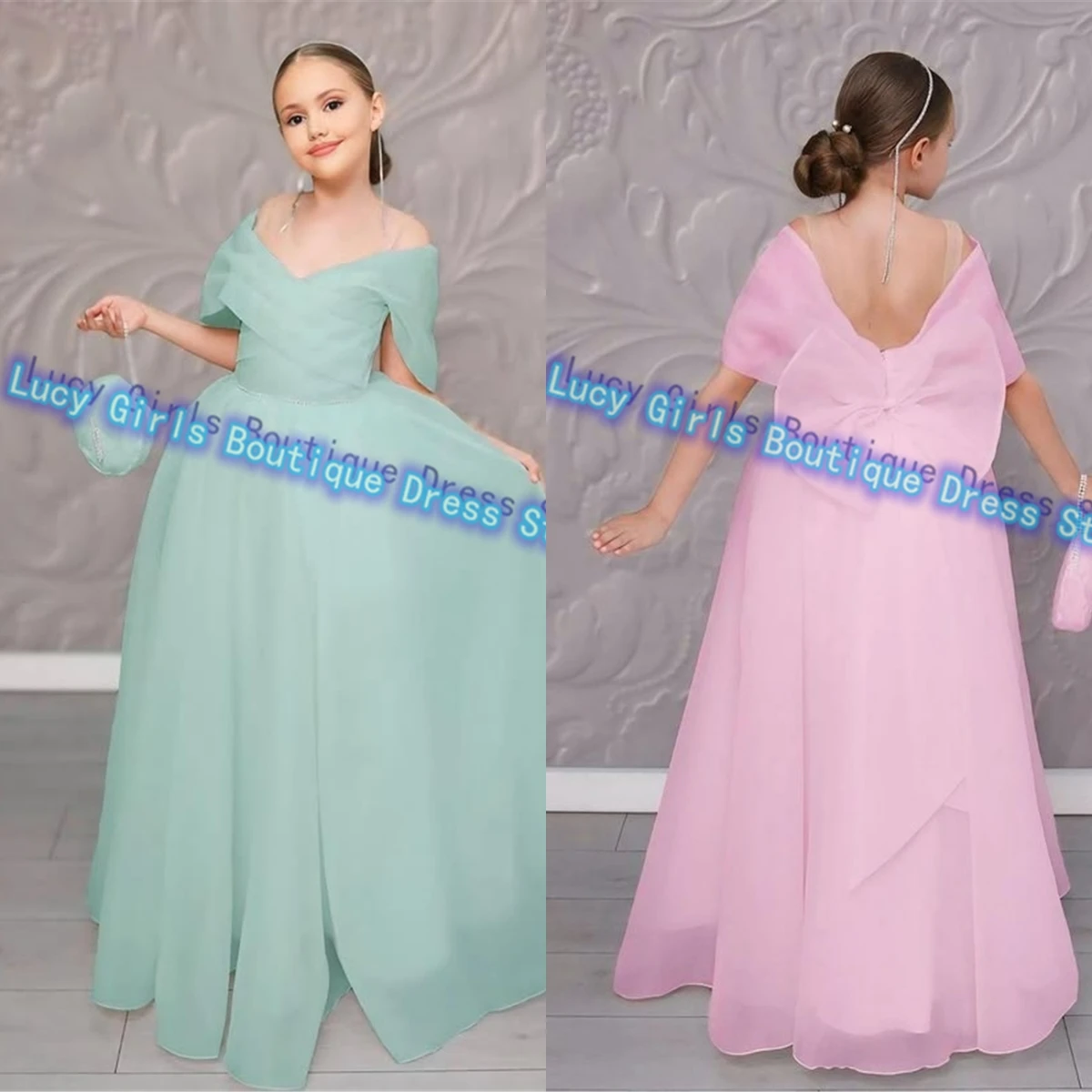 Elegante cor personalizada vestido da menina de flor primeira comunhão vestido até o chão pageant casamento crianças vestidos de aniversário da dama de honra