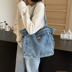 Nowa dżinsowa torba damska 2024 Trend Denim Messenger Bag Y2K Canvas Shoulder Bag Large Eco Bag Korean Shopper Female Handbags Tote