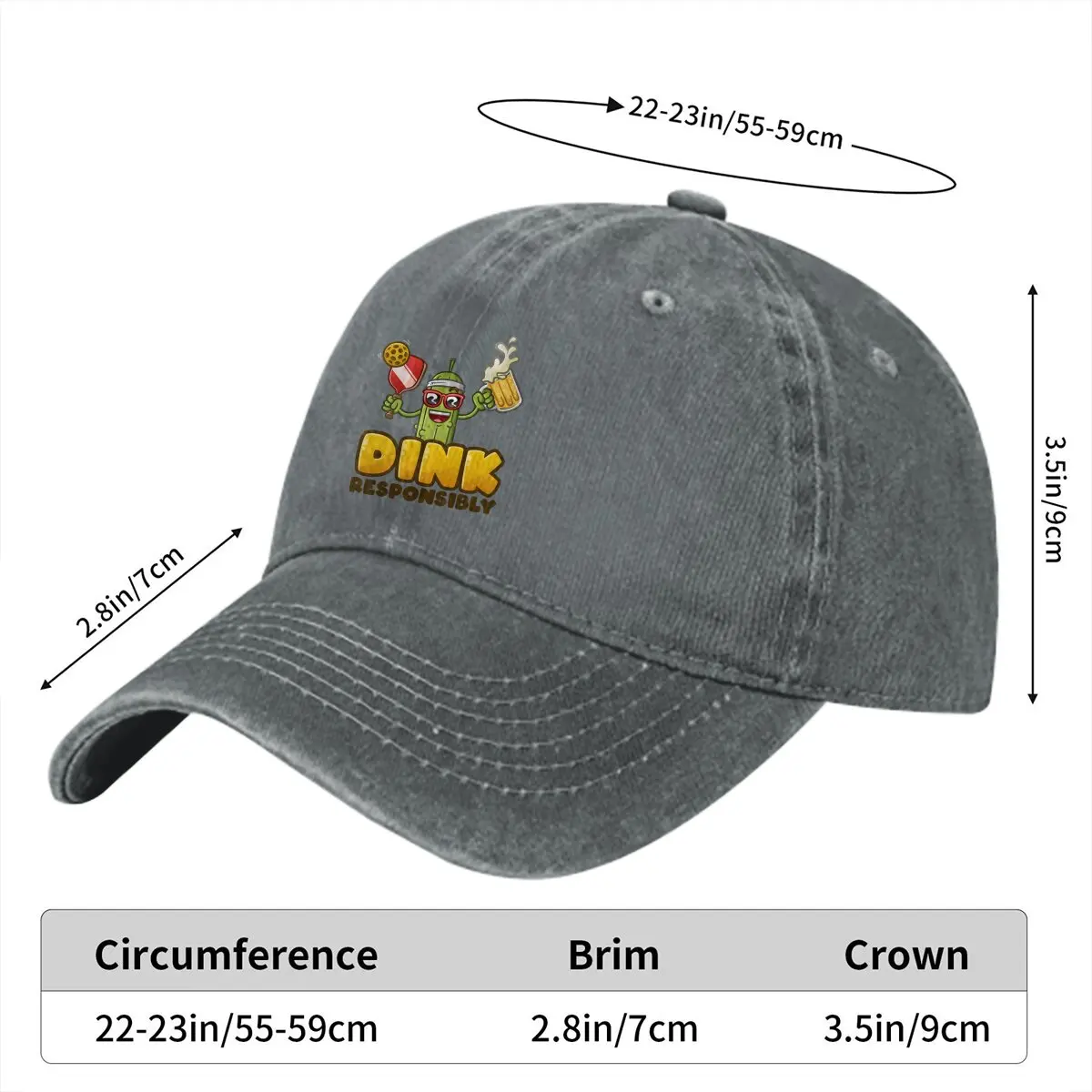 Dink Responsibly Multicolor Hat Peaked Women's Cap Pickleball Cartoon Personalized Visor Protection Hats