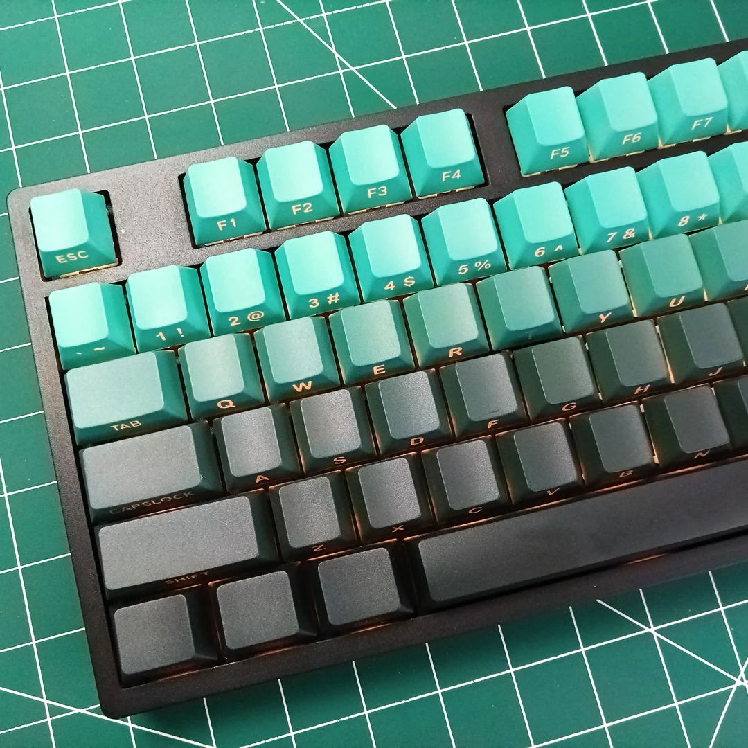 135 Key Gradient Cyan Double Shot PBT Keycap Cherry Profile Side Print RGB Backlit Keycap for Cherry MX Switches Gaming Keyboard