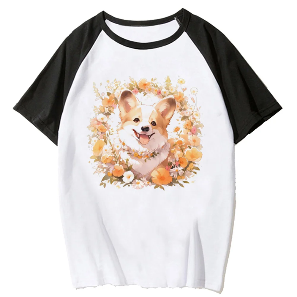 Corgi t shirt women comic manga summer t-shirts girl anime clothes