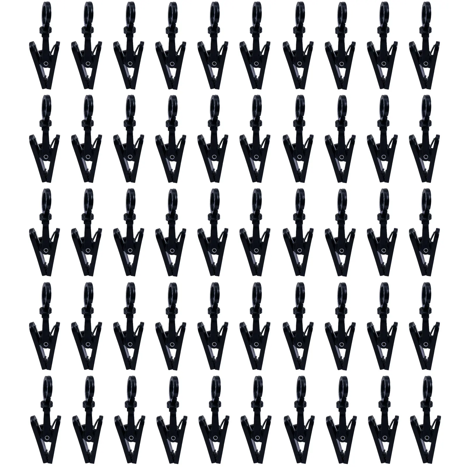 

50pcs Black Plastic Hooks Clever Swivel Clips 360 Degree Rotatable Home Office Bath Laundry Storage Display Swim Cap