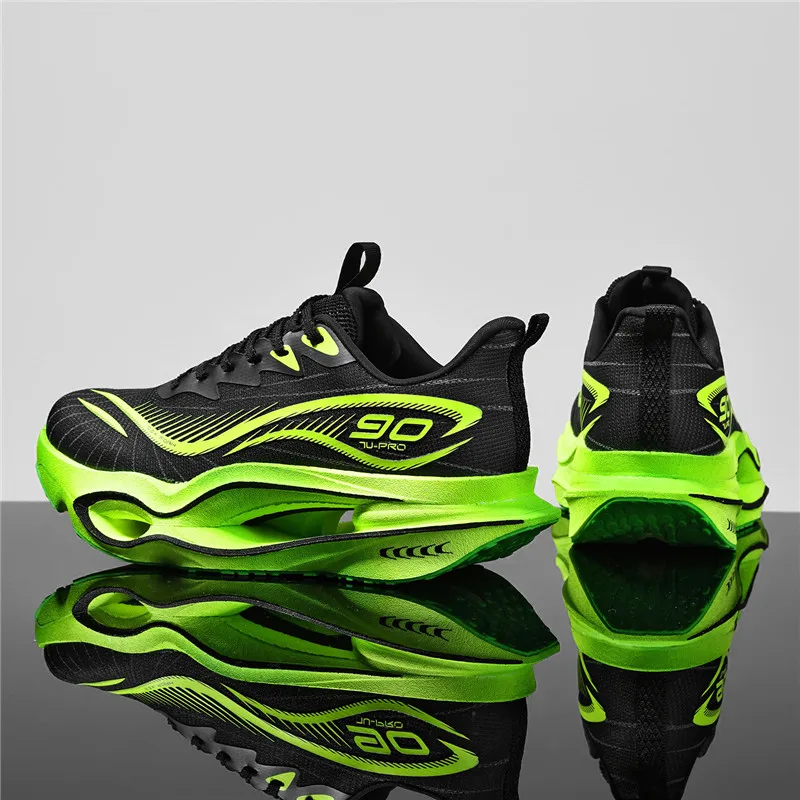 Herren-Freizeitsportschuhe, trendige, dämpfende Laufschuhe mit dicker Sohle, atmungsaktive, leichte Sportschuhe aus Mesh-Material, Laufschuhe mit hoher Dämpfung und weicher Sohle, rutschfest und abriebfest, für Jugendliche und Studenten. – Detail 5
