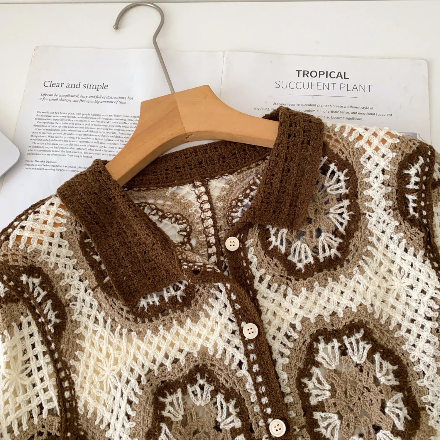 Short Sleeve Button Up Crochet Top Boho Chic Open Knitted Floral Lace Blouse Shirt for Women Summer Beach Cover-up Resort Wear