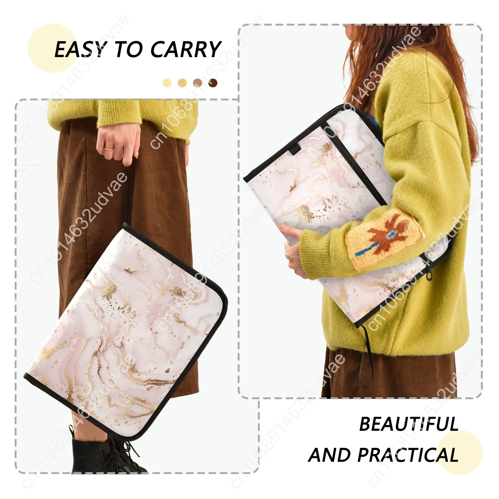 A4 Multifunction Marble Print Expanding File Folder Accordion School Desk Organizer Document Holder Letter Stationery Portable