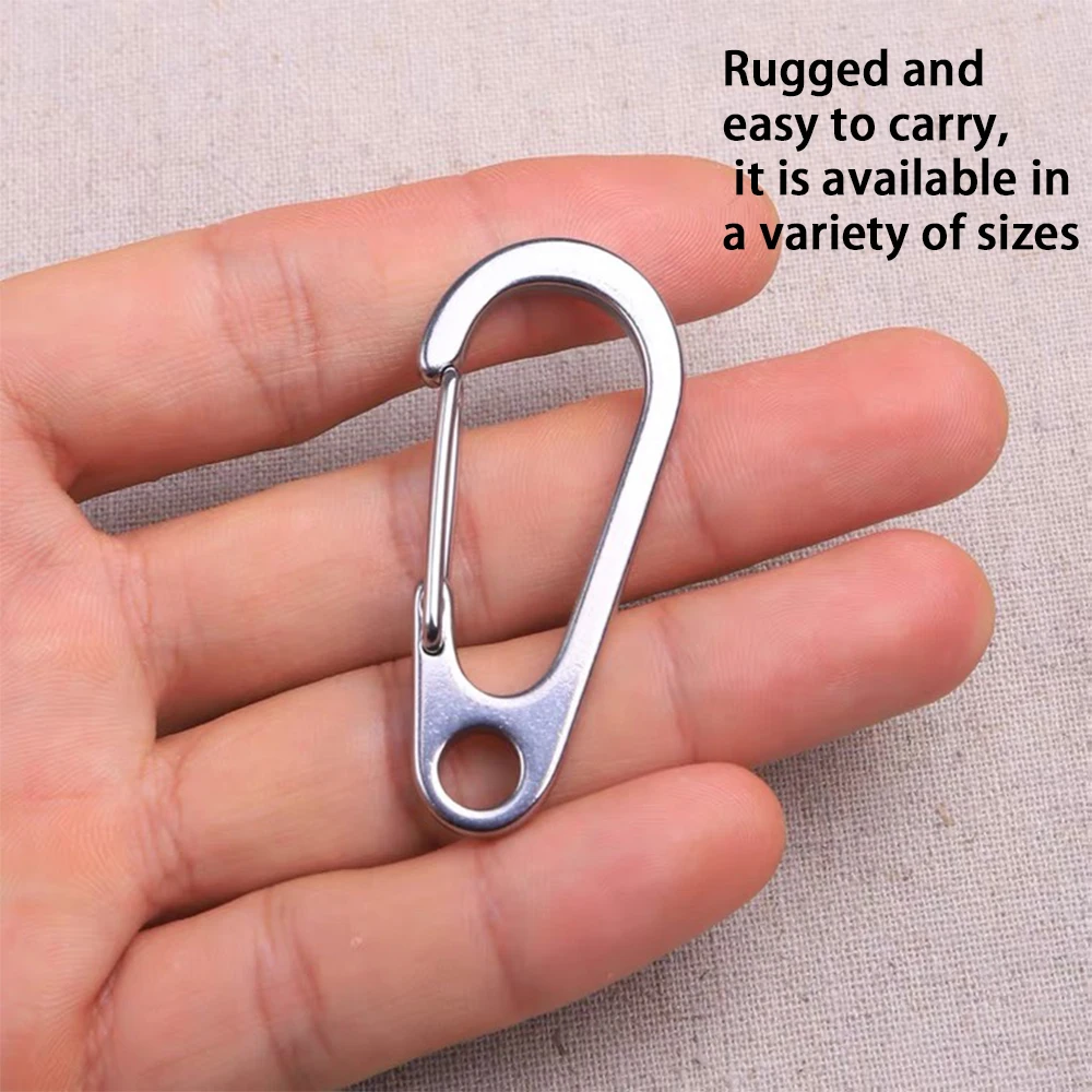 Stainless Steel Keychain Metal Lobster Clasp Buckle Outdoor Camping Mountaineering Buckle Mini D-type Backpack Buckle Tool Clips