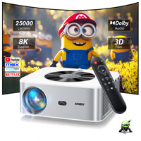 XIWBSY 25000Lumens 4K Android Projector Full HD 1080P Auto Focus/Keystone Projector Dolby Audio Home Theater Projector Proyector