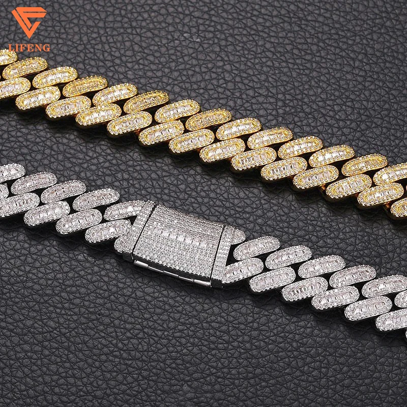 2023 New Arrival Fashion Jewelry Popular S925 High Quality Hand Setting Iced Out VVS Moissanite Hiphop Cuban Chain Mens Necklace