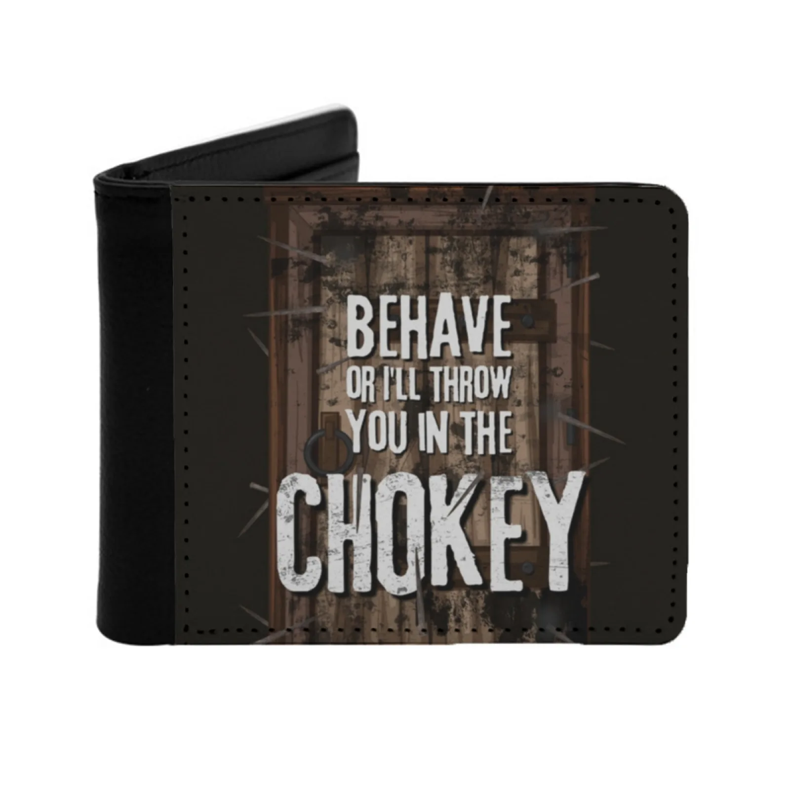 Behave Or I'Ll Throw You In The Chokey V4 With Door Personalized Wallet For Men And Women Pu Leather Short Pocket Purse Joke