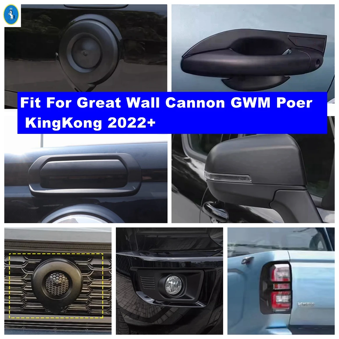 

Auto Front Fog Lights / Door Handle / Rearview Mirror Cover Trim For Great Wall Cannon GWM Poer KingKong 2022 2023 Accessories