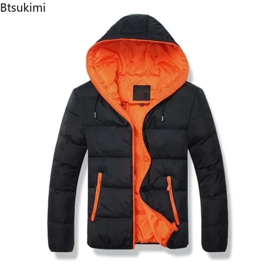 2024 Men\'s Warm Hooded Coats for Winter Thermal Jackets Men Outdoor Windbreaker Windproof Outwears Casual Jacket Men Clothing