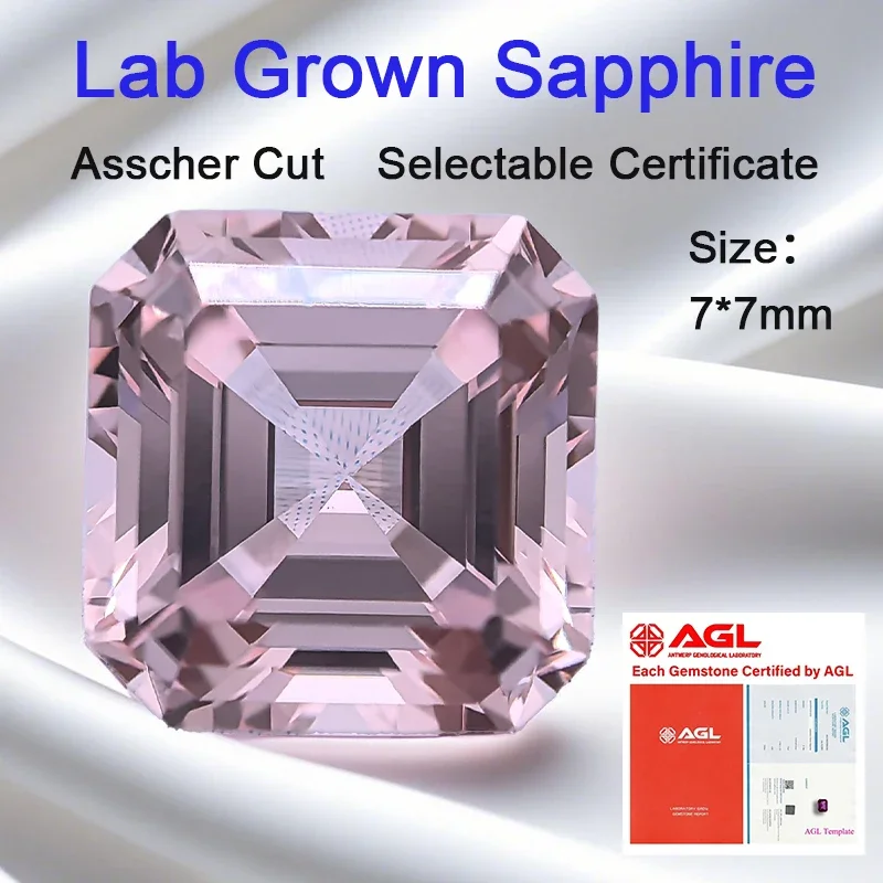 

Lab Grown Sapphire Loose Stone Gemstone Asscher Cut Morgan Pink VVS1 Beads for Jewelry Making Necklace Selectable AGLCertificate